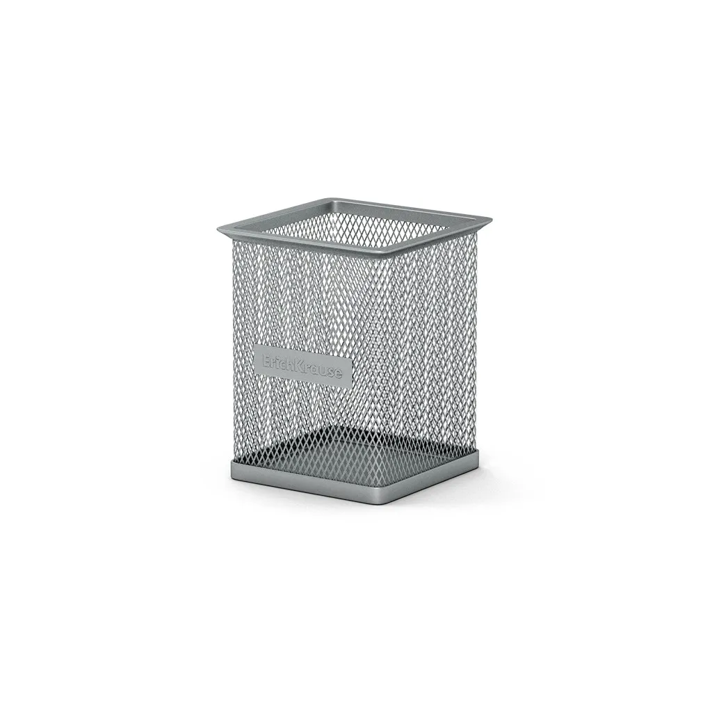 Portapenne quadrato classico Erichkrause Compass - Comoda organizzazione sulla scrivania - Materiale leggero traforato - Colore argento - immagine 1