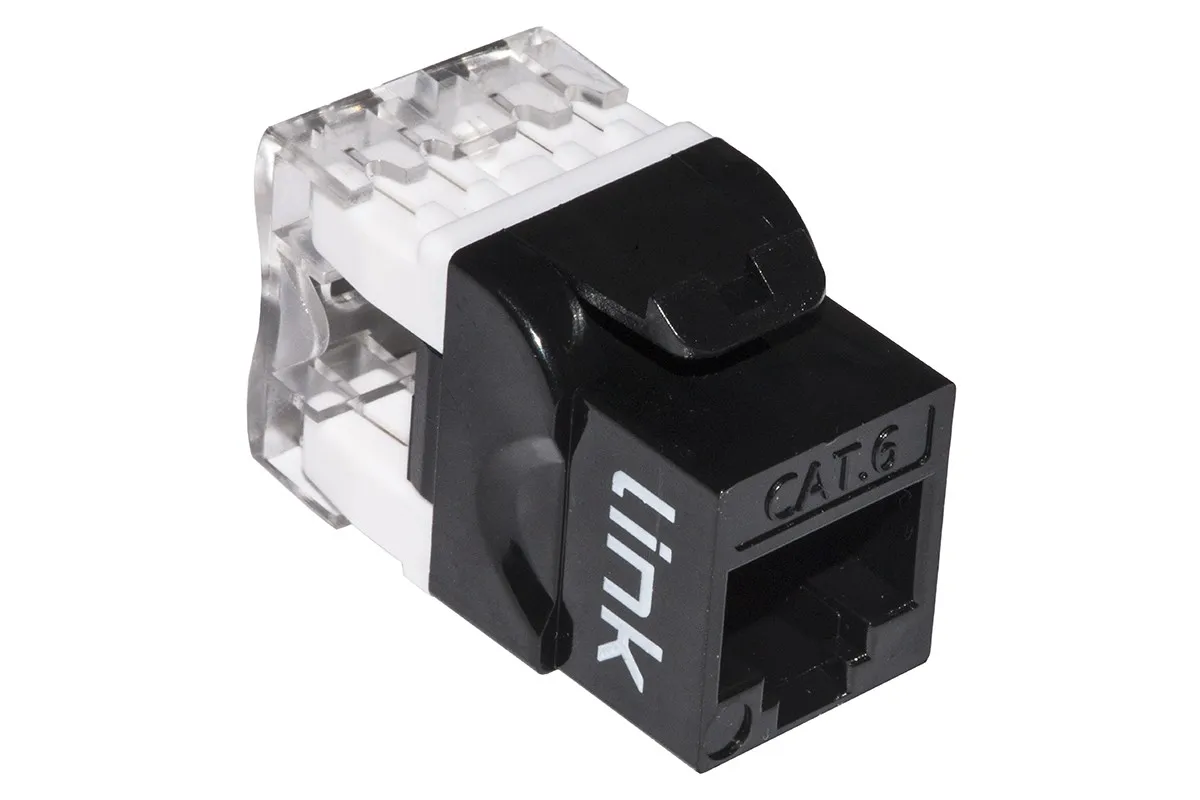 Presa Rete Keystone Jack Rj45 Categoria 6 Utp Colore Nero 180° Contatti Dorati 50 Micron - immagine 1