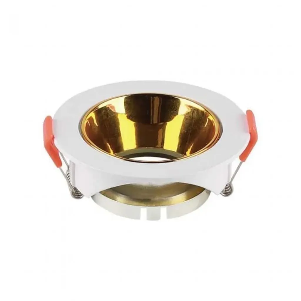 V-TAC Portafaretto LED da Incasso Rotondo GU10 Corpo Bianco Riflettore Oro - immagine 1