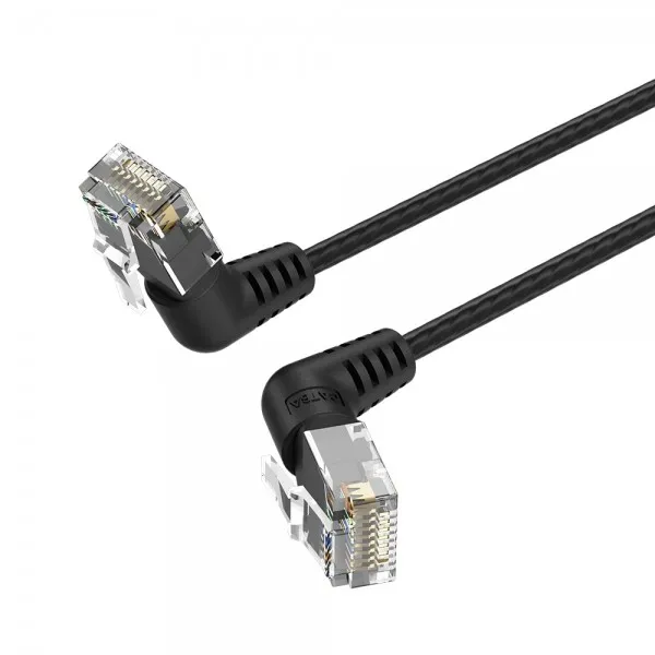 Cavo di rete Vention UTP RJ45 Slim Cat.6A con testa girevole a 360° angolo retto - 05 m - Nero - immagine 1