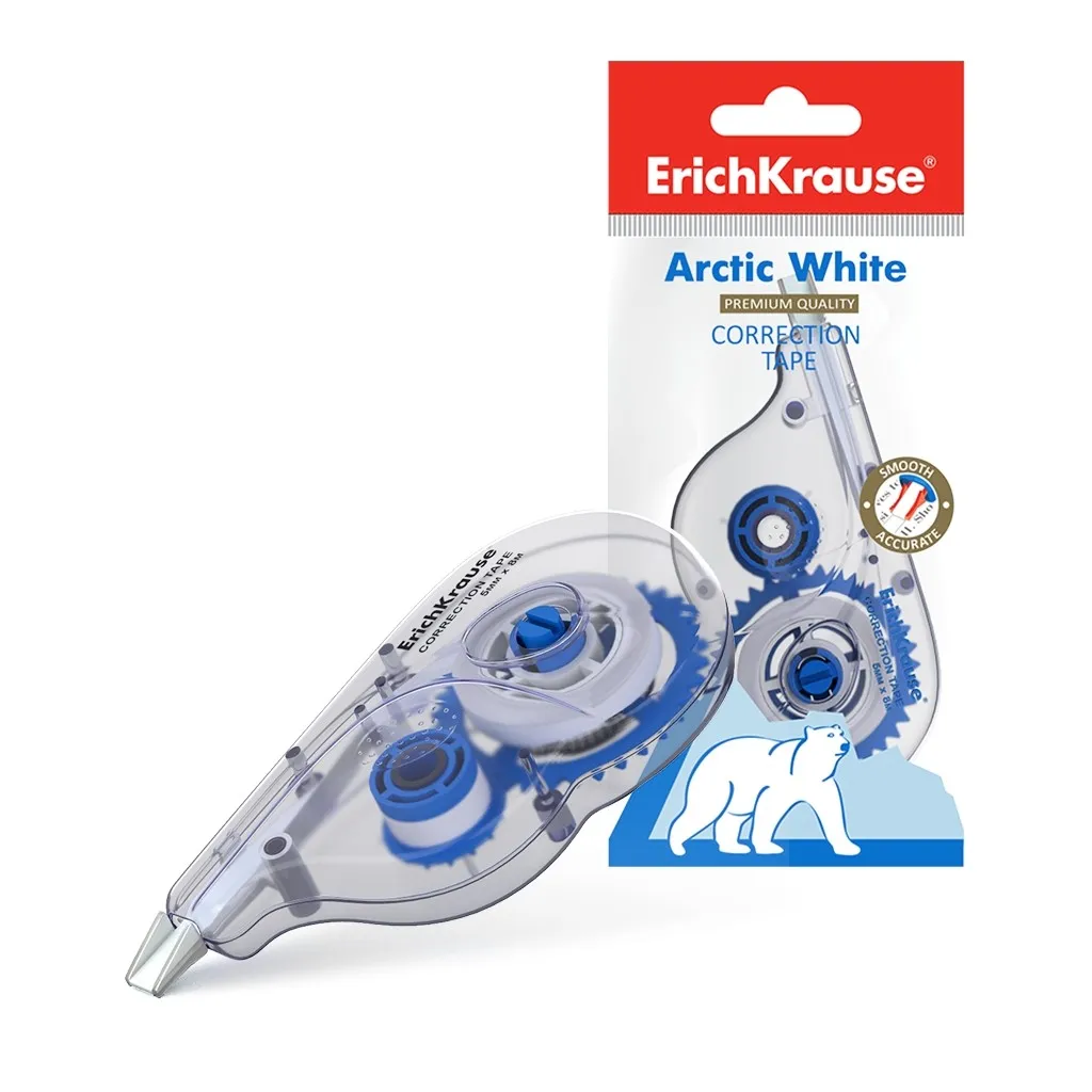 Nastro correttivo Arctic White Erichkrause - 5 mm x 8 m - Asciugatura immediata - Consente la sovrascrittura della correzione - Controllo del nastro - Colore bianco - immagine 1