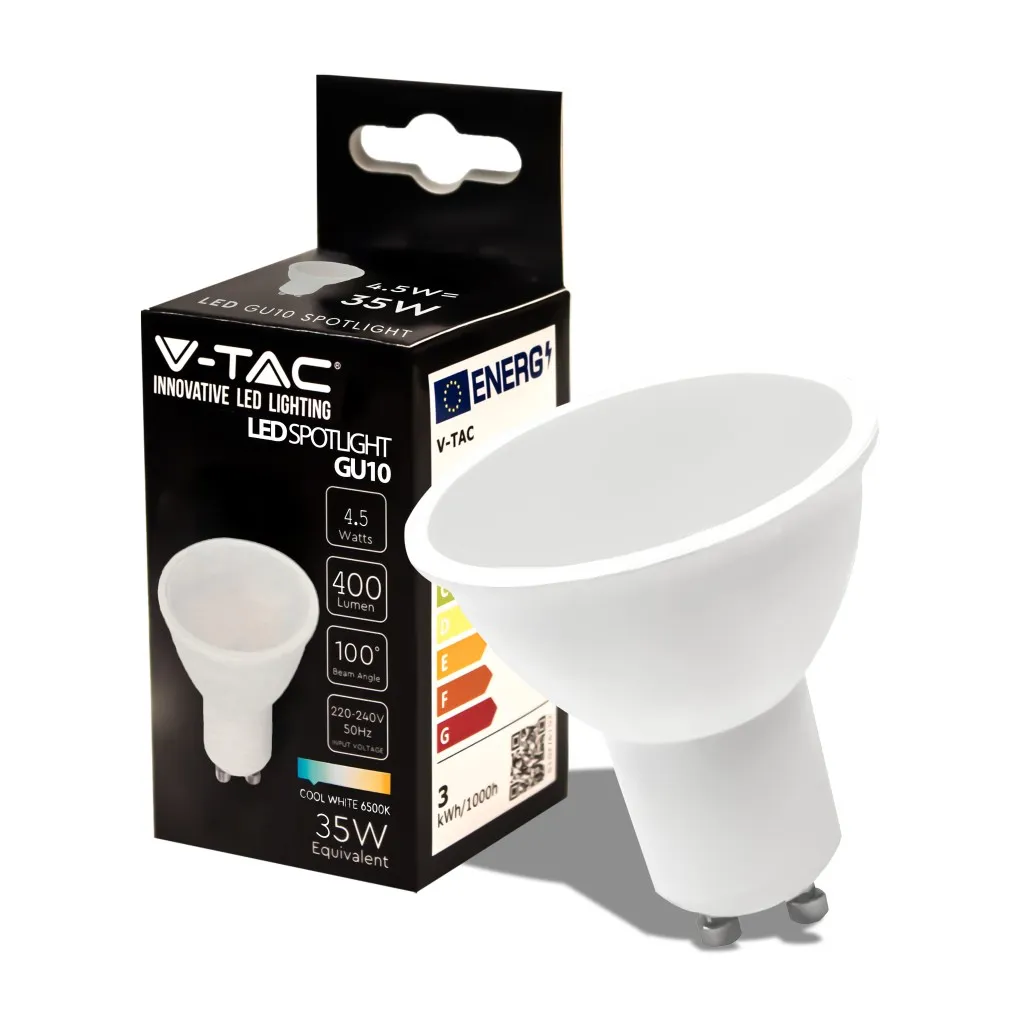 V-TAC PRO Faretto LED Chip Samsung GU10 45W 100° Copertura Satinata 6500K - immagine 1