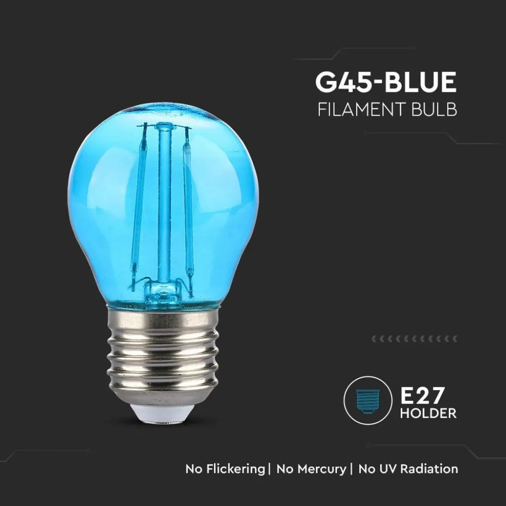 V-TAC Lampadina LED E27 2W G45 Filamento Colore Blu - immagine 1