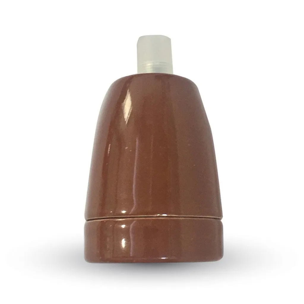 V-TAC Portalampada in Porcellana E27 (Max 60W) Colore Marrone - immagine 1