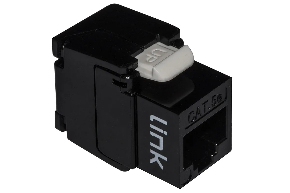 Presa Rete Keystone Jack Rj45 Categoria 5E Utp Tooless Colore Nero 180° Contatti Dorati 50 Micron - immagine 1