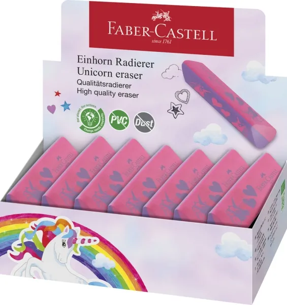 Gomma Faber-Castell Unicorn senza PVC - Forma triangolare ergonomica - Senza residui - Cancellazione pulita e facile - immagine 1