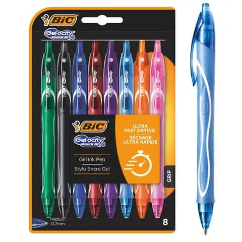 Bic Gel-Ocity Penna a sfera retrattile ad asciugatura rapida - Punta media 07 mm - Inchiostro gel - Asciugatura ultra rapida - Non macchia la carta - Colore turchese - immagine 1