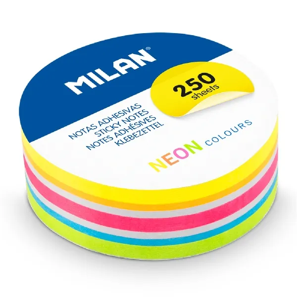 Confezione da 250 post-it Milan - Colori neon - Rotondi - 67 mm - Colori assortiti - immagine 1