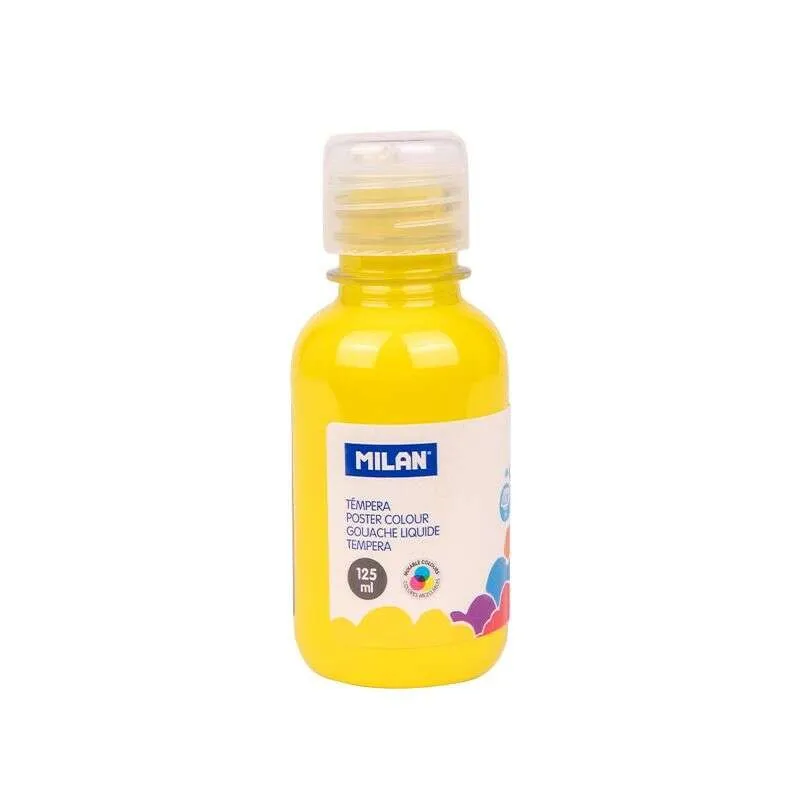 Bottiglia Tempera Milan 125ml - Tappo Dispenser - Asciugatura Rapida - Miscelabile - Colore Giallo - immagine 1