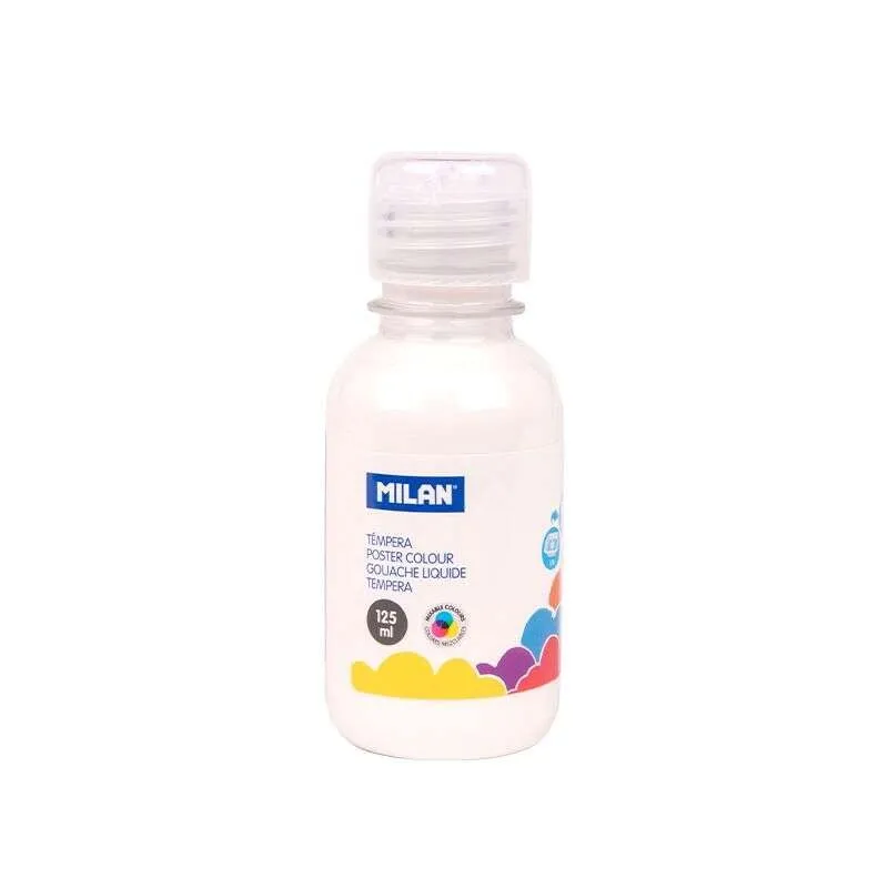Bottiglia Tempera Milan 125ml - Tappo Dispenser - Asciugatura Rapida - Miscelabile - Colore Bianco - immagine 1