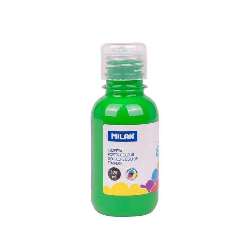Bottiglia Tempera Milan 125ml - Tappo Dispenser - Asciugatura Rapida - Miscelabile - Colore Verde Chiaro - immagine 1