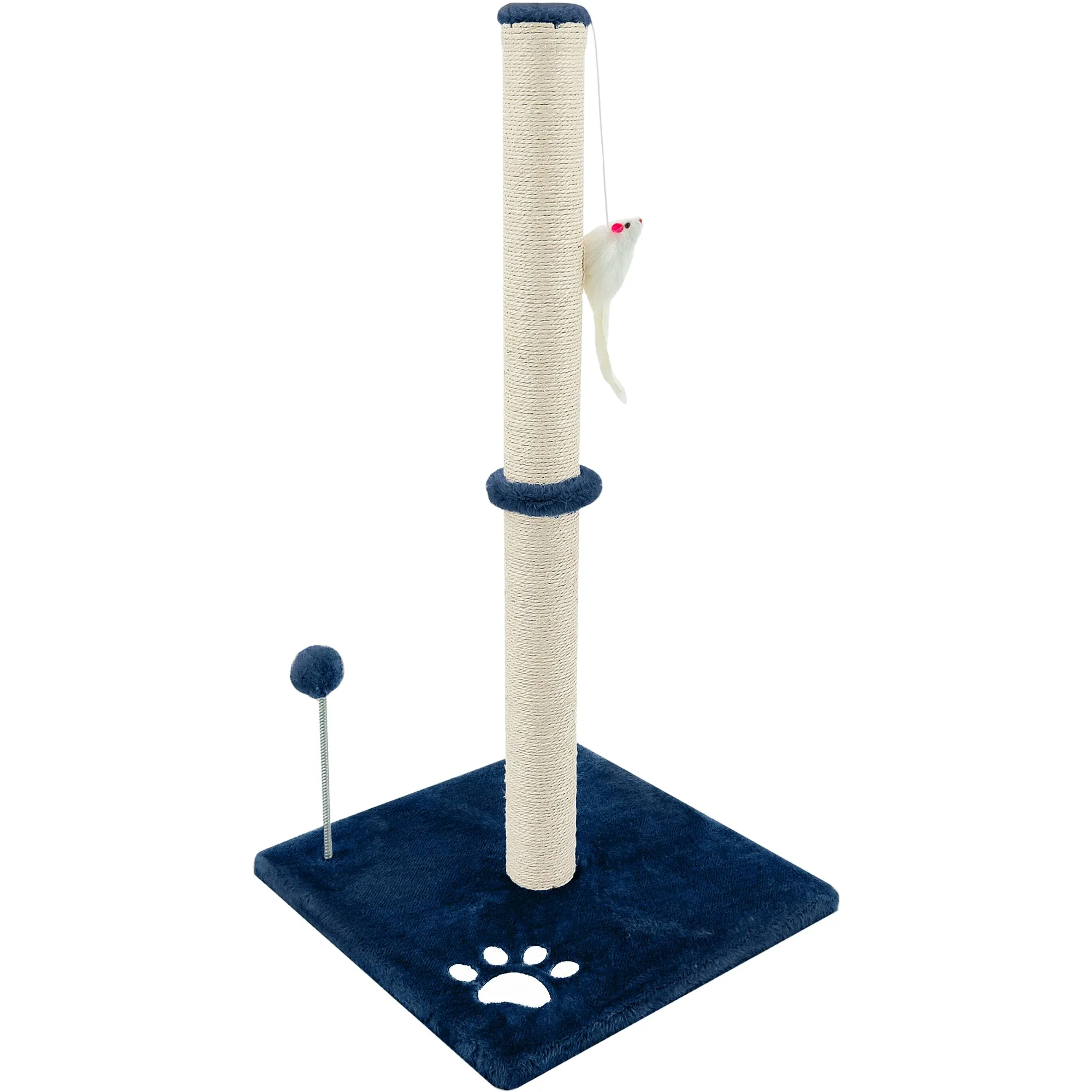 Beltom® Tiragraffi per gatti 81,5 cm. Parco Gioco Giochi GRAFFIATOIO SISAL Cuccia Albero Gatti Tira Graffi Palestra - Blu - immagine 2