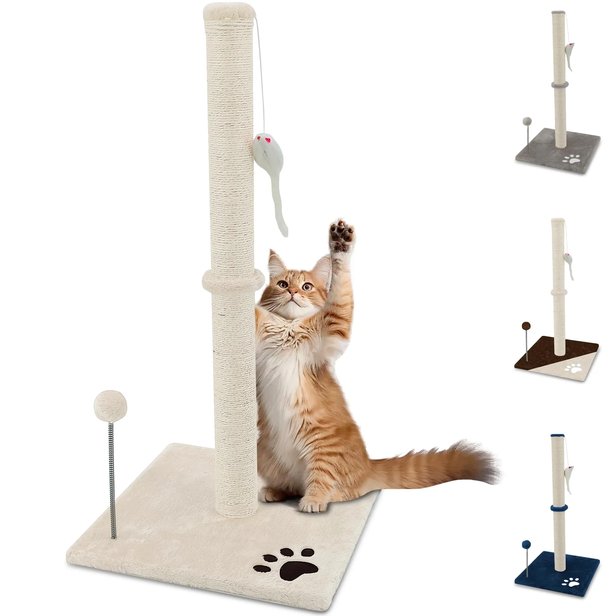 Beltom® Tiragraffi per gatti 81,5 cm. Parco Gioco Giochi GRAFFIATOIO SISAL Cuccia Albero Gatti Tira Graffi Palestra - Beige - immagine 1