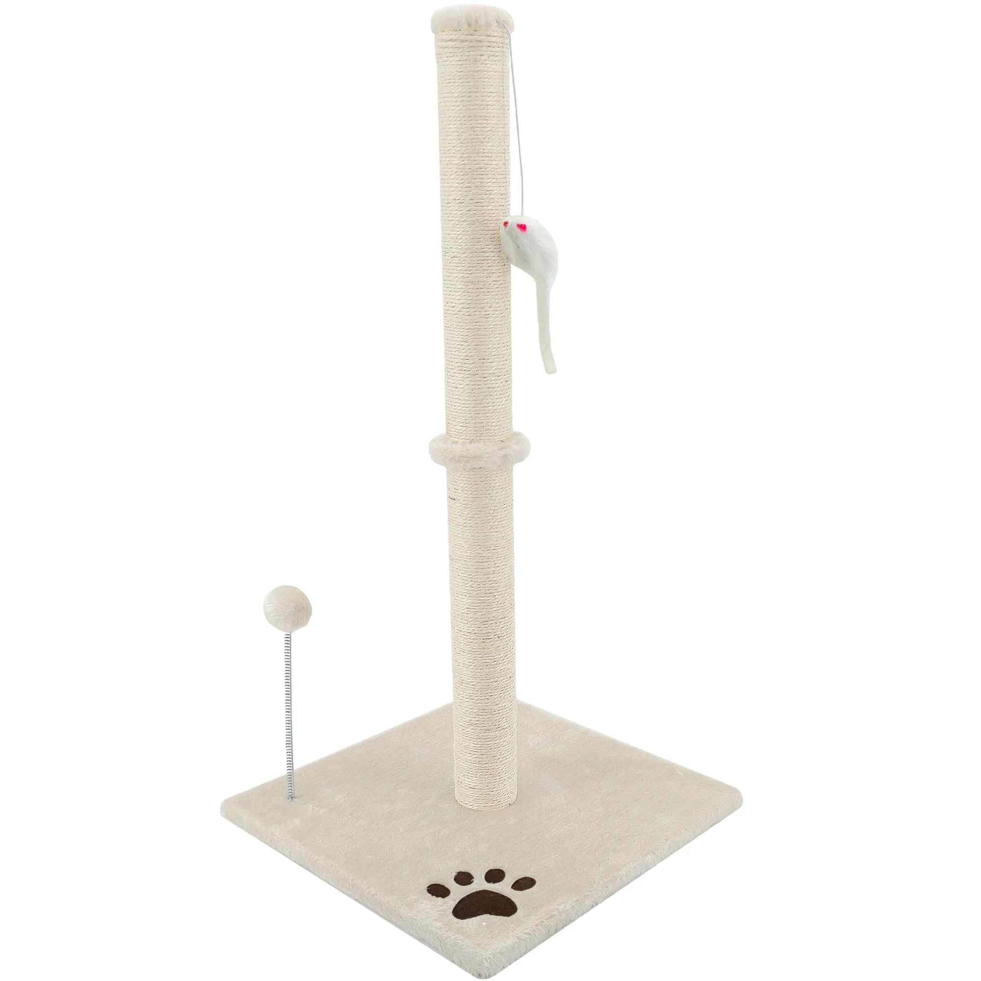 Beltom® Tiragraffi per gatti 81,5 cm. Parco Gioco Giochi GRAFFIATOIO SISAL Cuccia Albero Gatti Tira Graffi Palestra - Beige - immagine 2