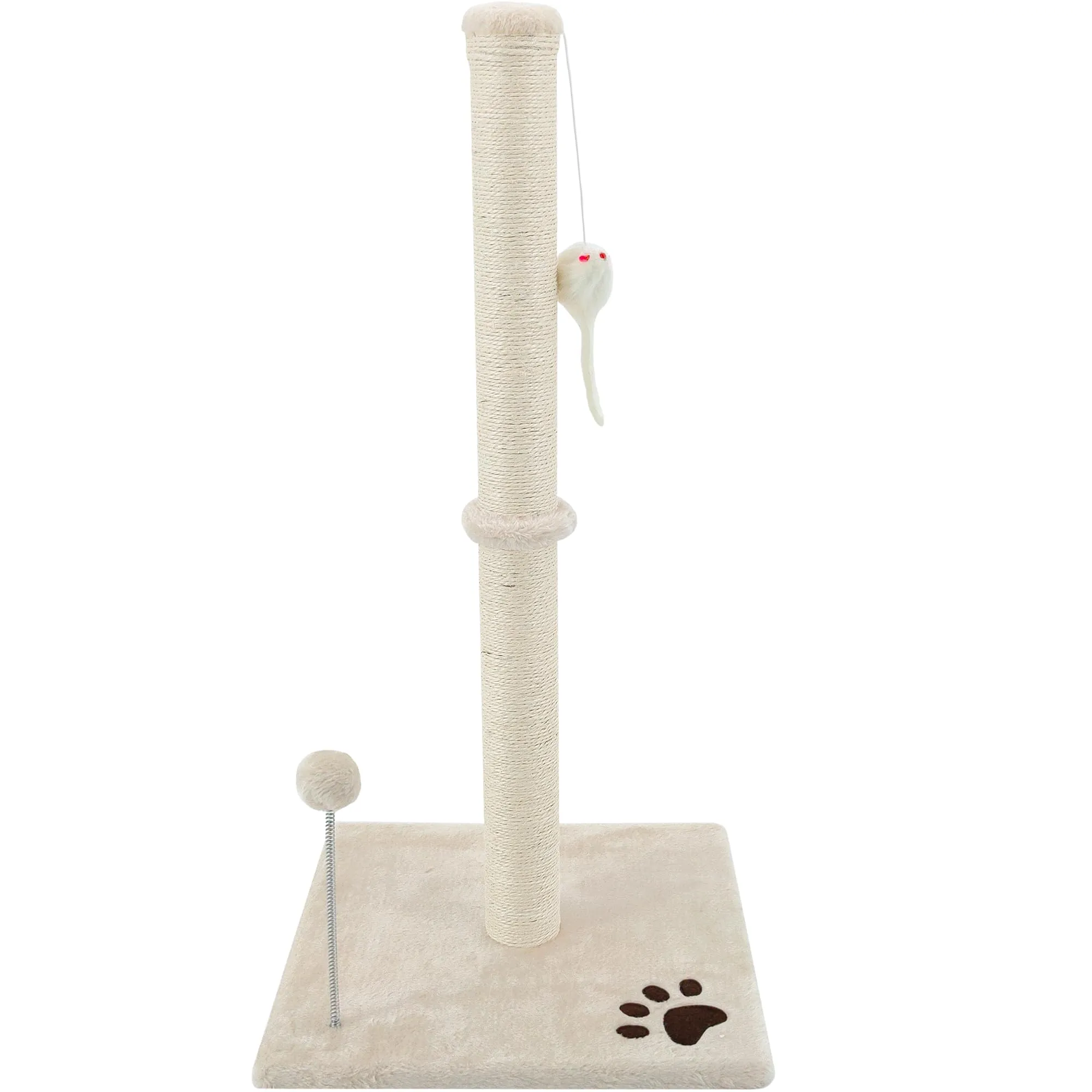 Beltom® Tiragraffi per gatti 81,5 cm. Parco Gioco Giochi GRAFFIATOIO SISAL Cuccia Albero Gatti Tira Graffi Palestra - Beige - immagine 7