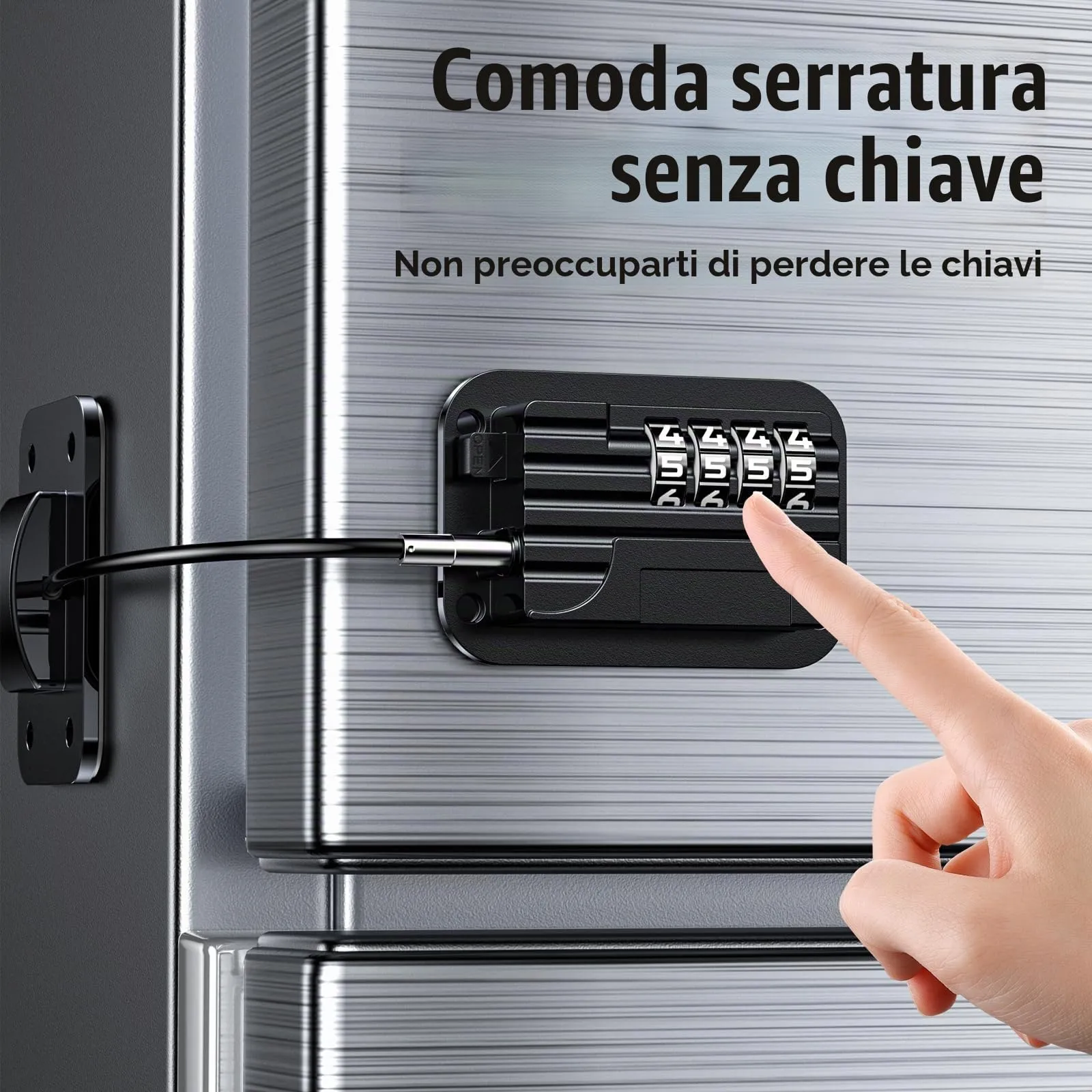 Lucchetto per Frigorifero con Combinazione, Chiusura Frigorifero Blocca Migliorata per Bambini Adulti, Blocca Porta Frigorifero per Frigo Armadi Porte Finestre Guardaroba，2 pezzo - Nero - immagine 6