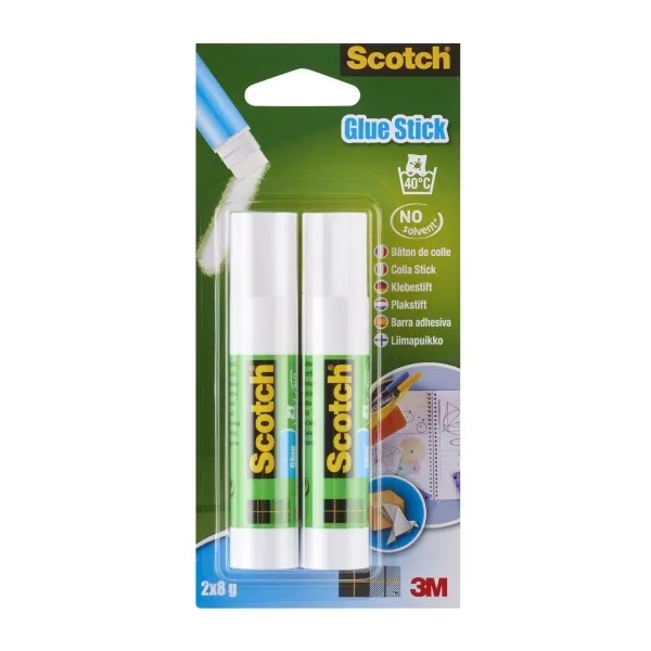 Confezione da 2 stick di adesivo solido Scotch - 8 g ciascuno - Trasparente - immagine 1