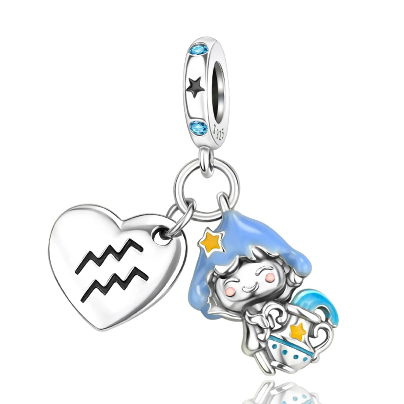 Rimgoris 925 Sterling Silver Women Bracciali Collana Costellazione Effetto Luminoso Ciondolo Bracciale Donna Charm Festa della Mamma con Zirconia Acquario - immagine 1