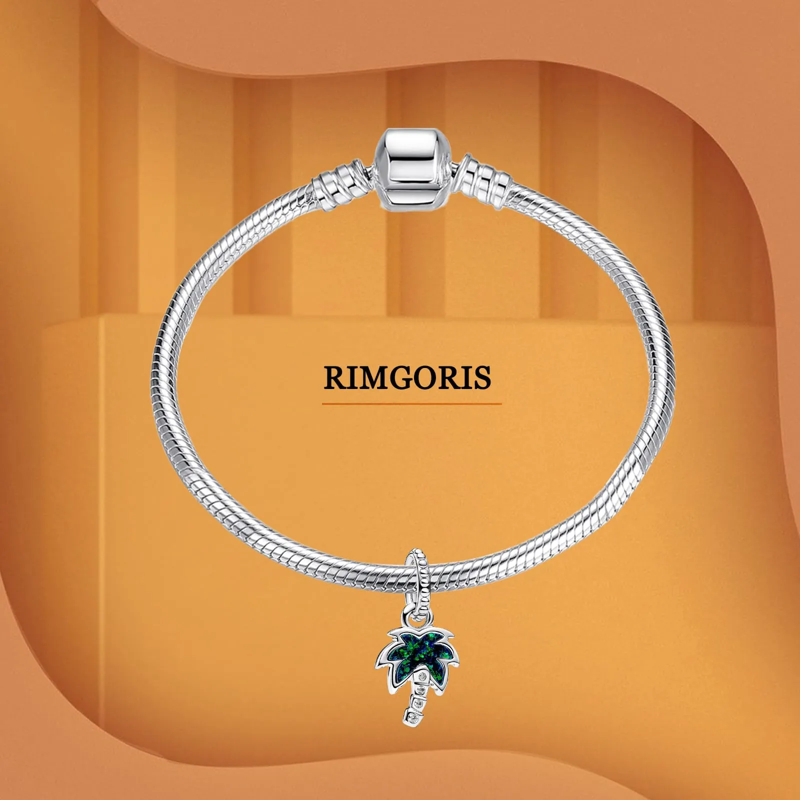 Rimgoris 925 Sterling Silver Women Bracciali Collana Estate Alberi di Cocco Ciondolo Donna Bracciale Charm Festa della Mamma con Zirconia - immagine 3