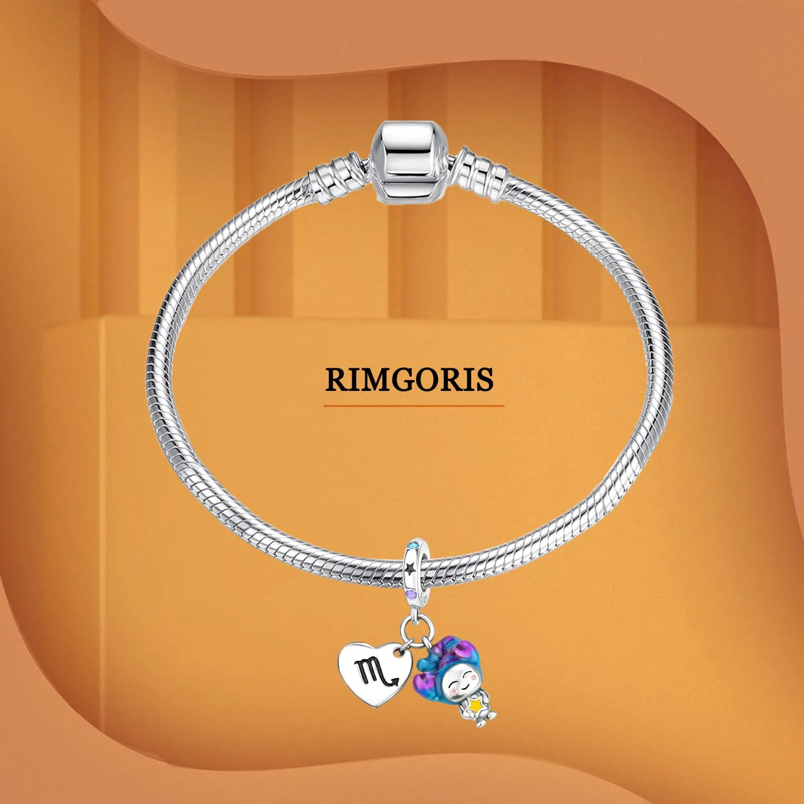 Rimgoris 925 Sterling Silver Women Bracciali Collana Costellazione Effetto Luminoso Ciondolo Bracciale Donna Charm Festa della Mamma con Zirconia Scorpione - immagine 3