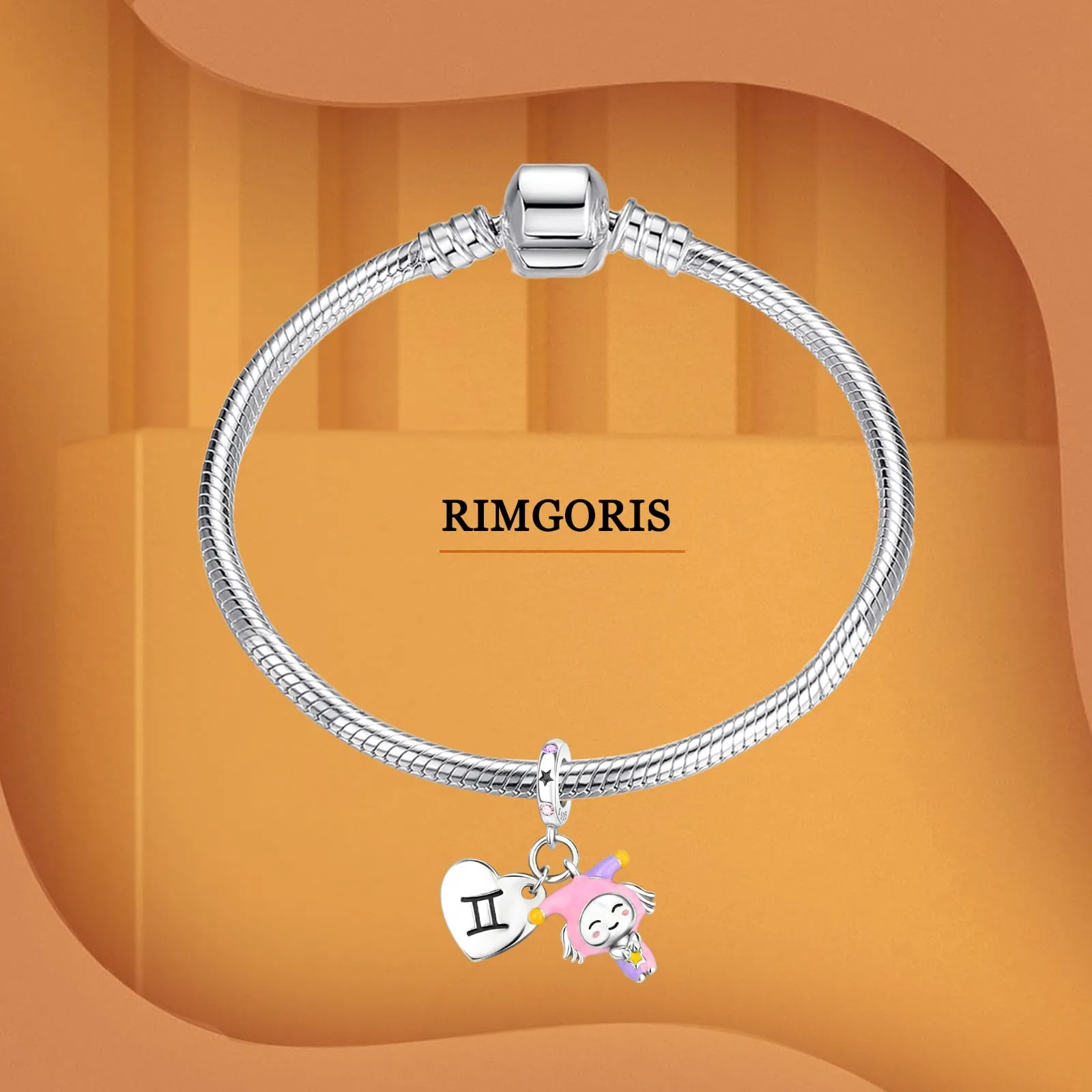 Rimgoris 925 Sterling Silver Women Bracelets Necklace Constellation Luminous Effect Pendant Women Bracelet Charm Festa della mamma con Zirconia Gemelli - immagine 3