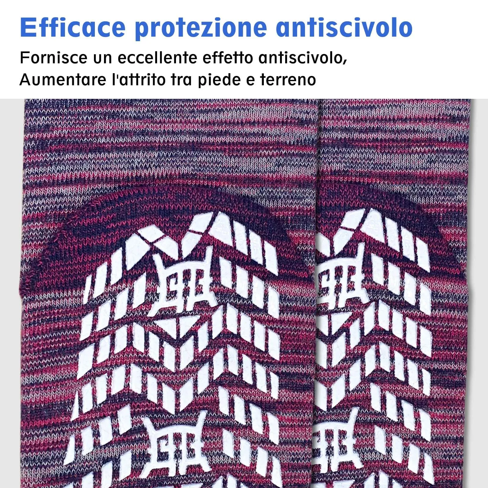 PUTUO Calzini antiscivolo con presa per uomo: calzini sportivi da allenamento antiscivolo in cotone con gommini 4 paia - immagine 4