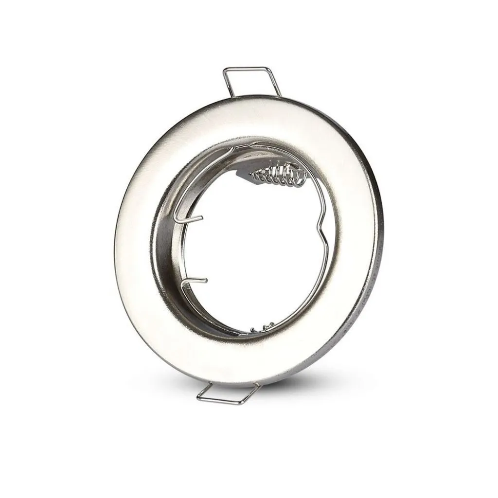 V-TAC Portafaretto LED da Incasso Rotondo GU10 e GU5.3 (MR16) Colore Nichel Satinato (Box 2 Pezzi) - immagine 1