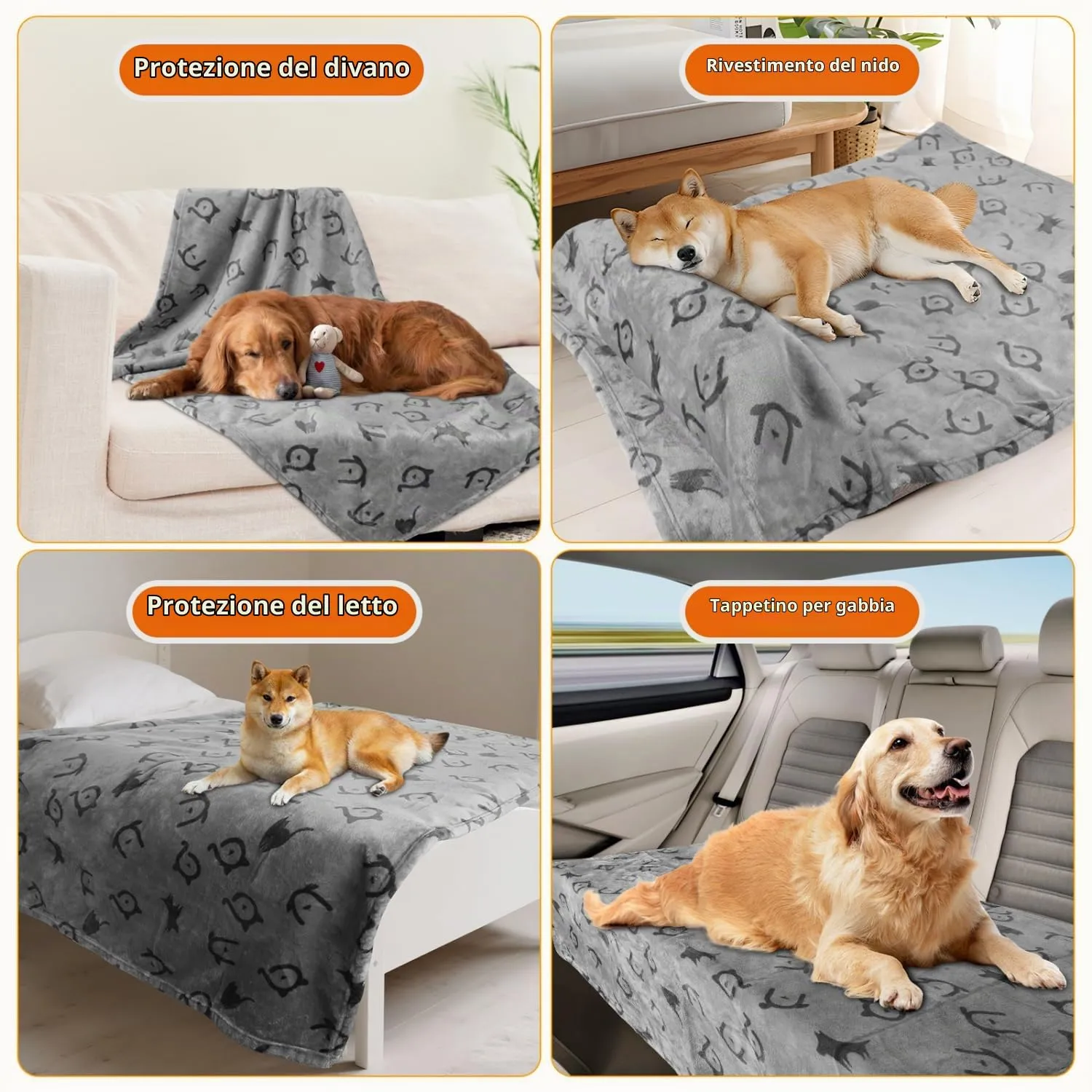 Nobleza Coperta Impermeabile per Cani, L 127 x 100cm Coperta Morbida e Soffice per Cane, Lavatrice, Reversibile Protettore per Divano, Grigio Chiaro - immagine 6