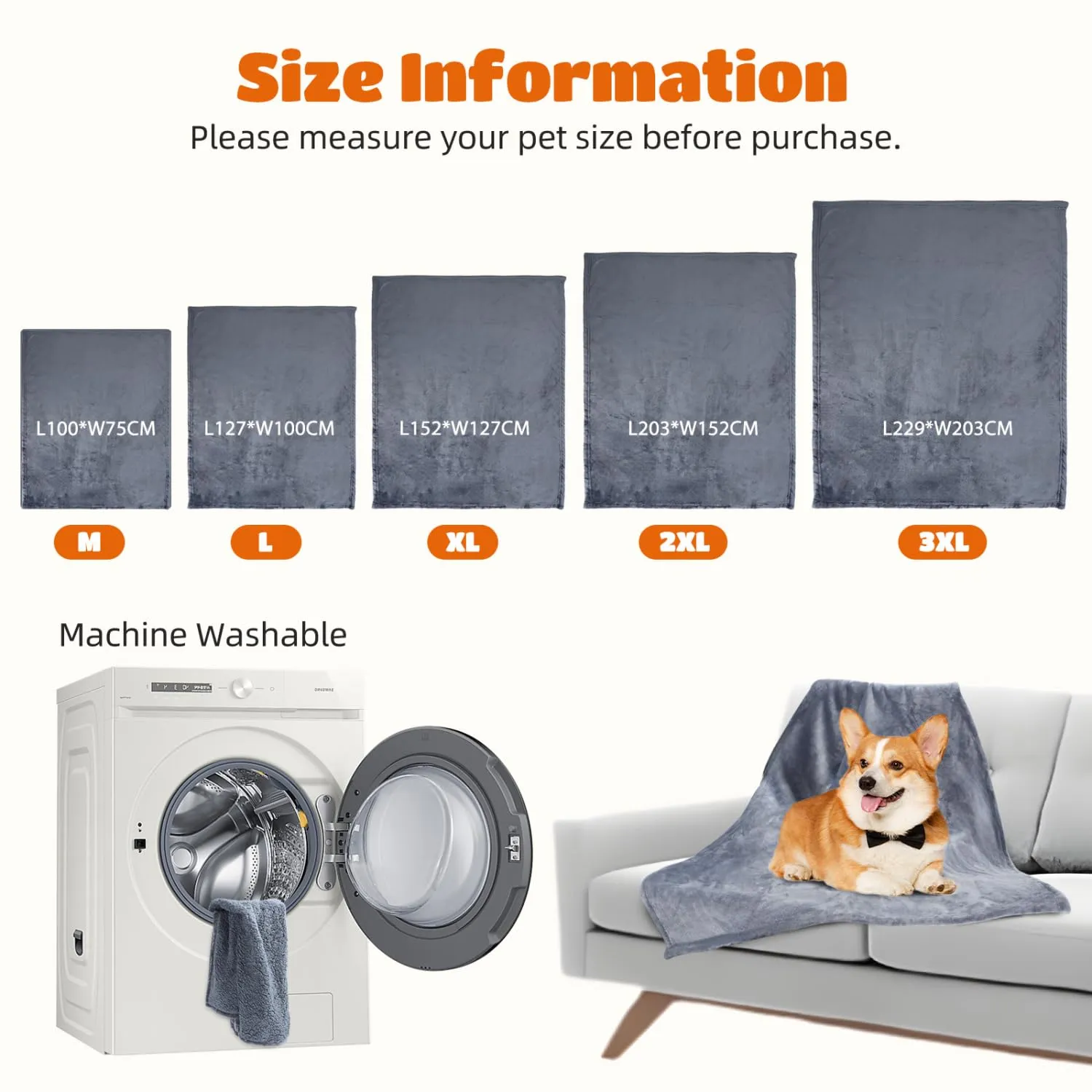 Nobleza Coperta Impermeabile per Cani, XXXL 229 x 203cm Coperta Morbida e Soffice per Cane, Lavatrice, Reversibile Protettore per Divano, Grigio - immagine 5