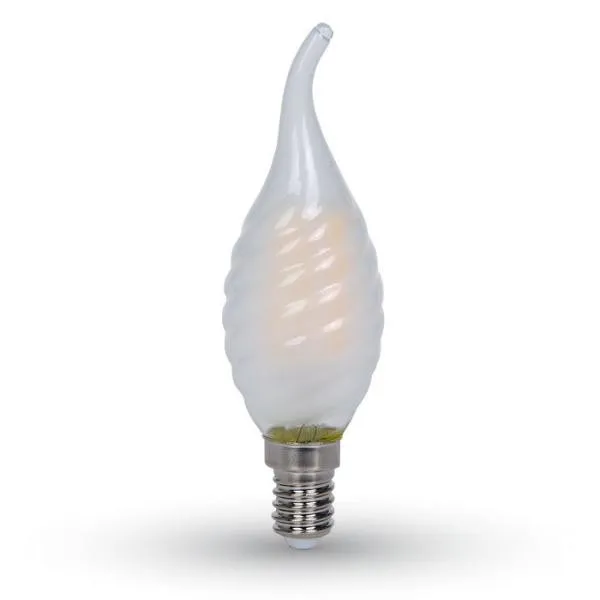 V-TAC VT-1923 Lampadina LED E14 4W Candela fiamma frost twist filamento - Bianco freddo 6400K - SKU 7112 - immagine 1