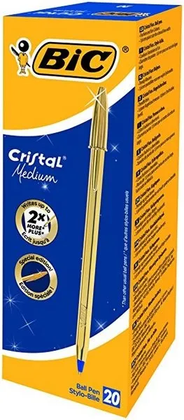 BIC Cristal Medium Blu Penna a sfera retrattile a clip Medio 1 pz - oro - immagine 1