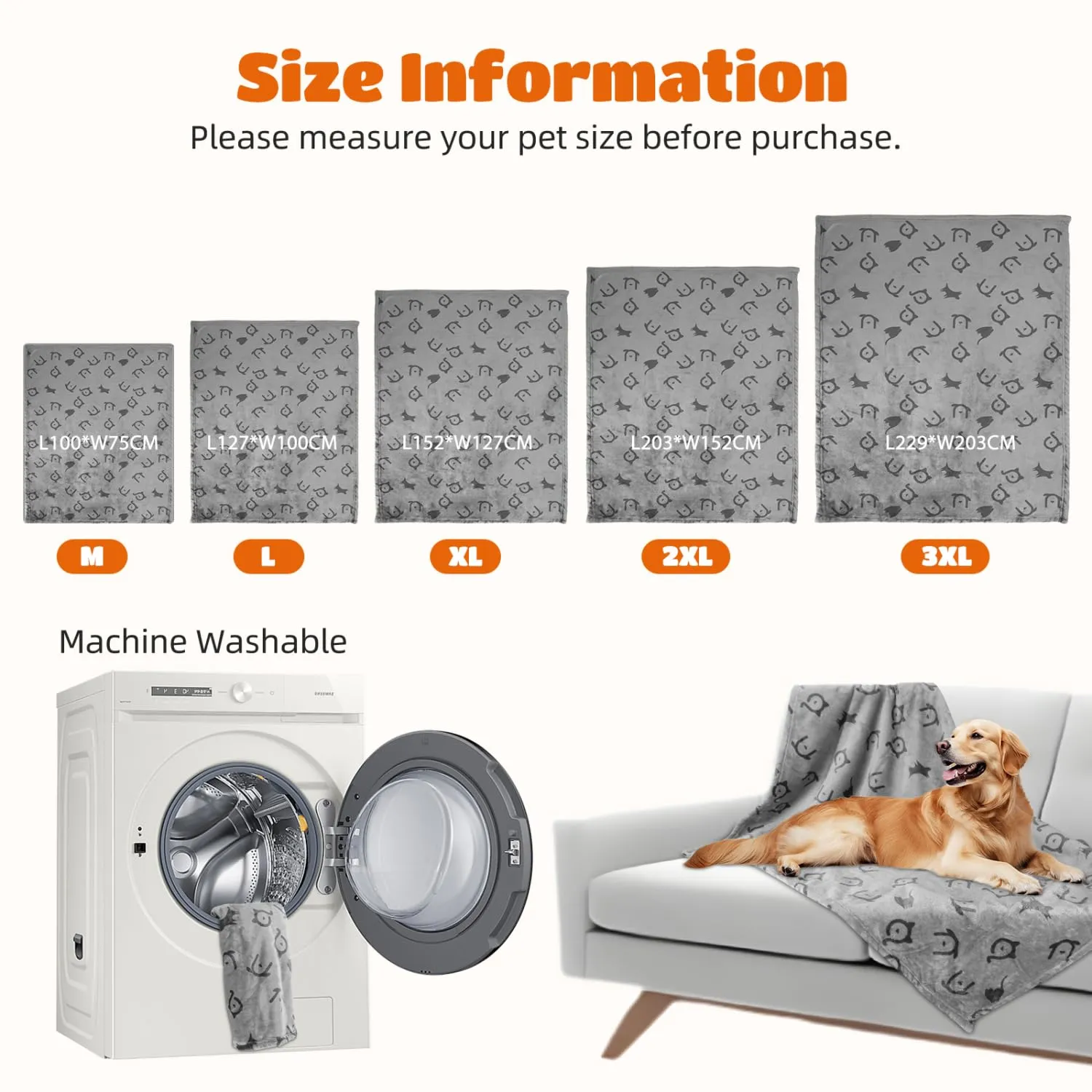 Nobleza Coperta Impermeabile per Cani, XL 152 x 127cm Coperta Morbida e Soffice per Cane, Lavatrice, Reversibile Protettore per Divano, Grigio Chiaro - immagine 5