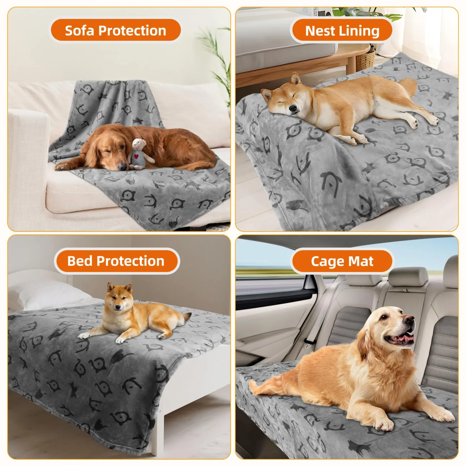 Nobleza Coperta Impermeabile per Cani, XL 152 x 127cm Coperta Morbida e Soffice per Cane, Lavatrice, Reversibile Protettore per Divano, Grigio Chiaro - immagine 6