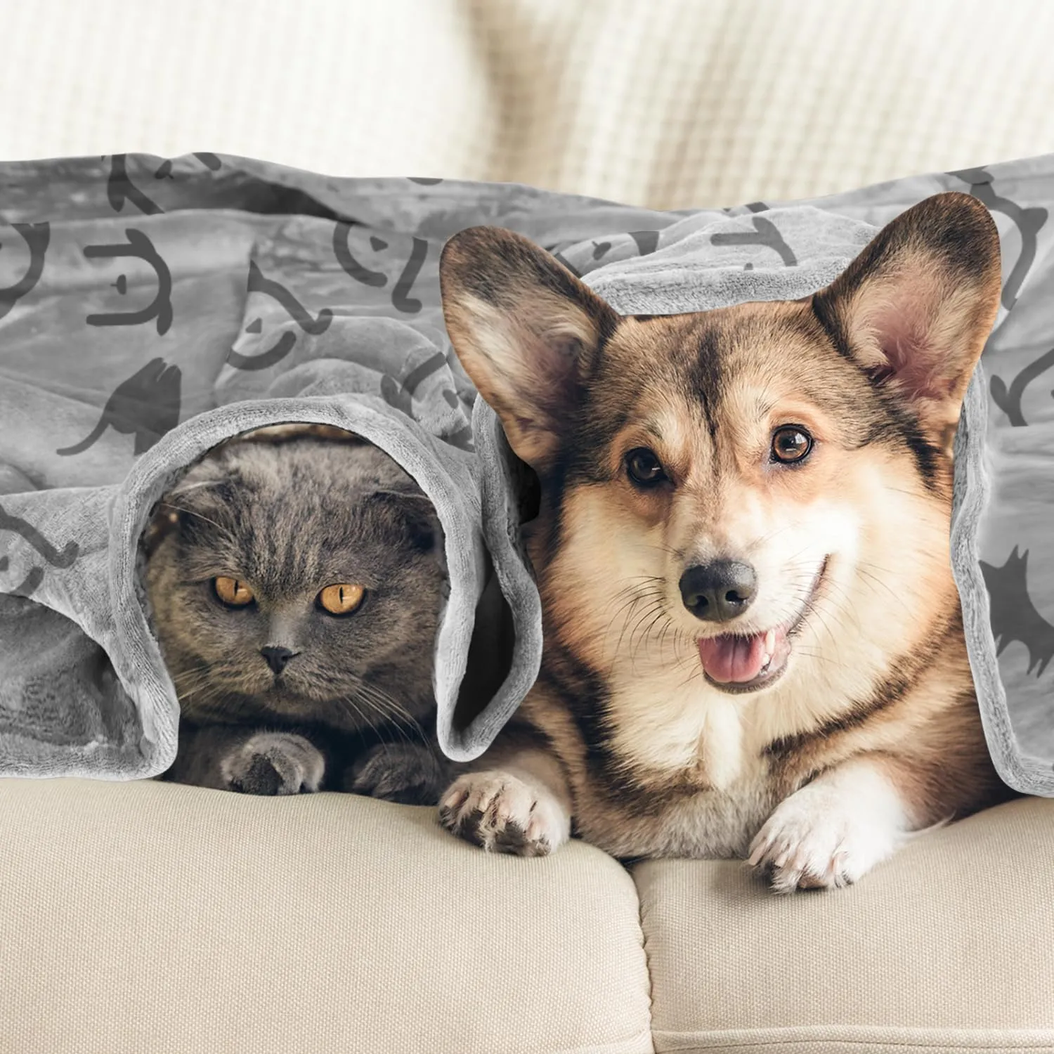Nobleza Coperta Impermeabile per Cani, XL 152 x 127cm Coperta Morbida e Soffice per Cane, Lavatrice, Reversibile Protettore per Divano, Grigio Chiaro - immagine 7