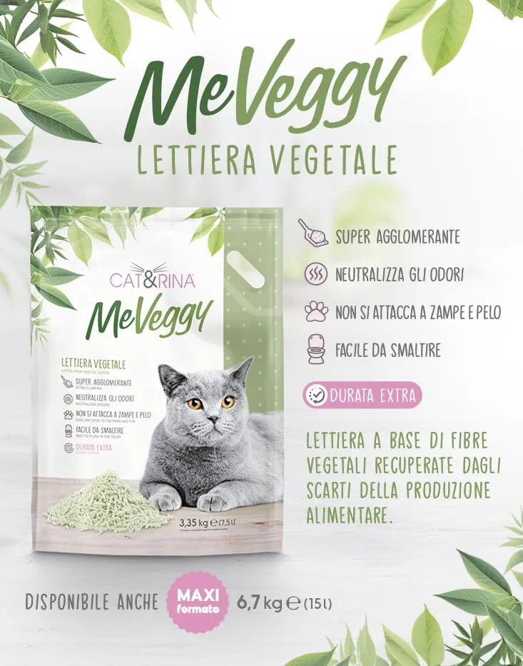 Cat&rina MeVeggy Lettiera Vegetale per Gatti da 15L di Lunga Durata - immagine 3