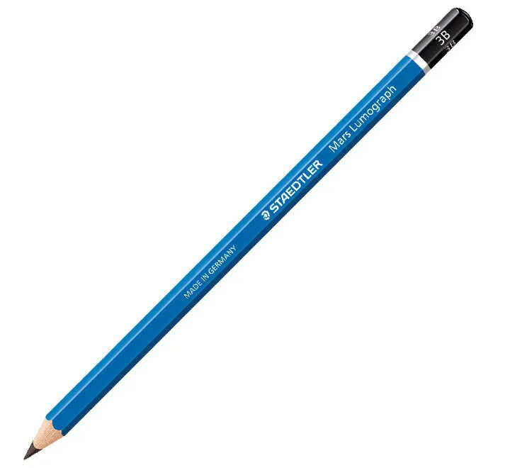 Matita esagonale in grafite Staedtler Mars Lumograph 100 - Punta da 25 mm mina 3B ultra resistente - Legno proveniente da foreste gestite in modo sostenibile - Confezione da 12 - immagine 1