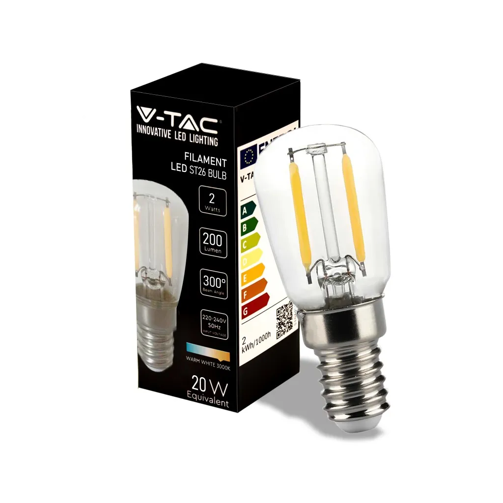 V-TAC Lampadina LED E14 2W ST26 Filamento 3000K - immagine 1