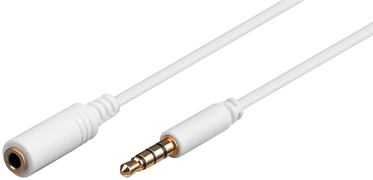 Cavo Prolunga Audio 35 Mm 4 Poli Maschio/Femmina Prolunga Per Cuffie/Microfono Su Smartphone Mt 1 Bianco - immagine 1