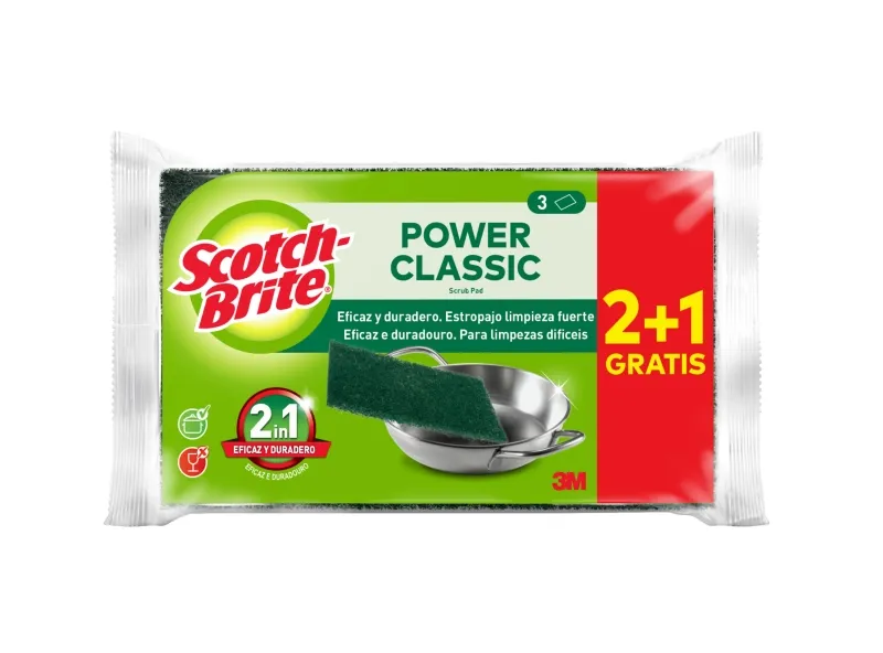 Scotch-Brite Classic - Confezione da 3 pagliette da cucina - Acquista 2 e ricevi 1 gratis - Verde scuro - immagine 1