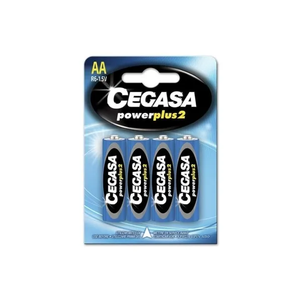 Cegasa Power Plus 2 confezione da 4 batterie AA R6 - Batterie saline per dispositivi a basso consumo. - immagine 1