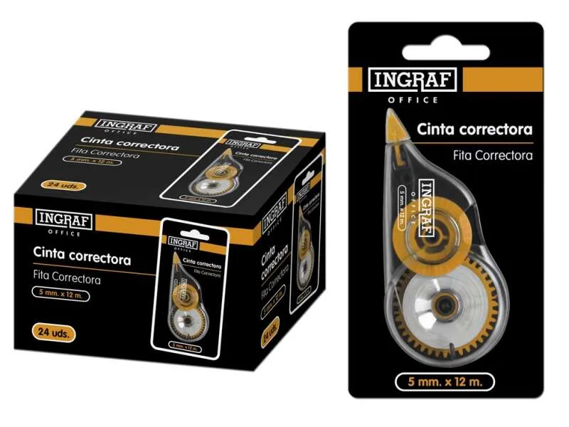 Nastro correttore a secco Ingraf 5mmx12m - Correzione rapida e pulita - Scrittura immediata - immagine 1