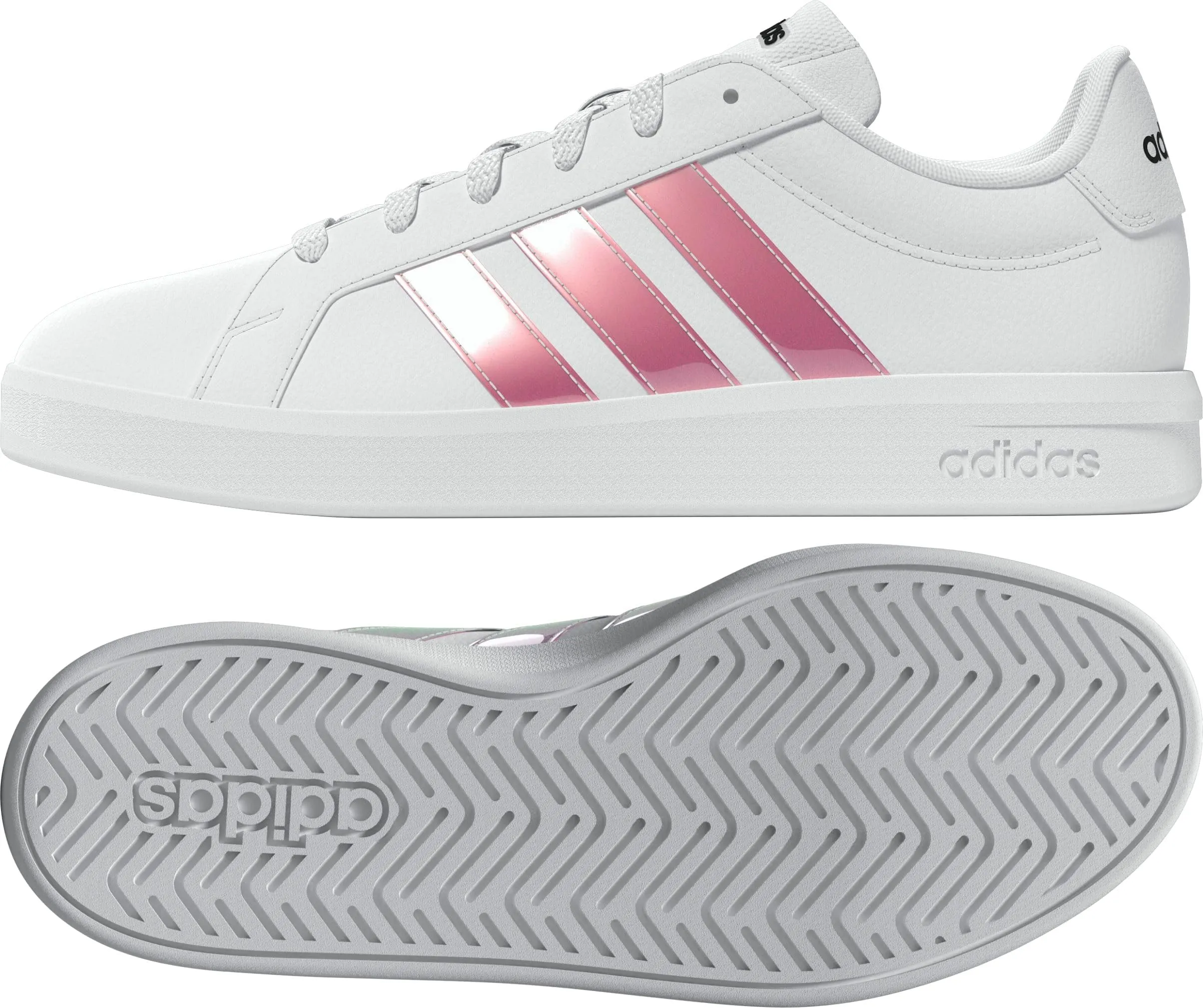 adidas Donna Grand Court Base 3.0 CHOES, Ftwr White/Ftwr White/Core Black, 40 2/3 EU - immagine 3