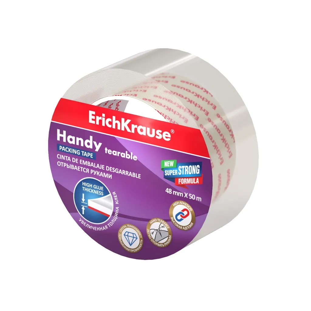 Nastro sigillante pratico Erichkrause - 48mmx50m - Resistente e durevole - Colore trasparente - immagine 1
