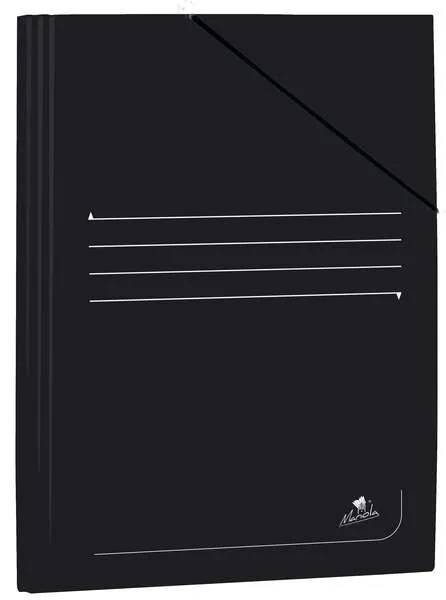 Cartella Mariola Folio in Cartoncino Laminato 500gr/m2 - Misure 34x25cm - Chiusura con Gomma Elastica - Colore Nero - immagine 1