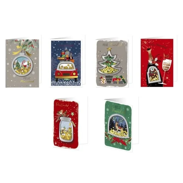 Biglietto d'auguri natalizio Bismark con busta - Decorato con coriandoli - 6 diversi design - immagine 1