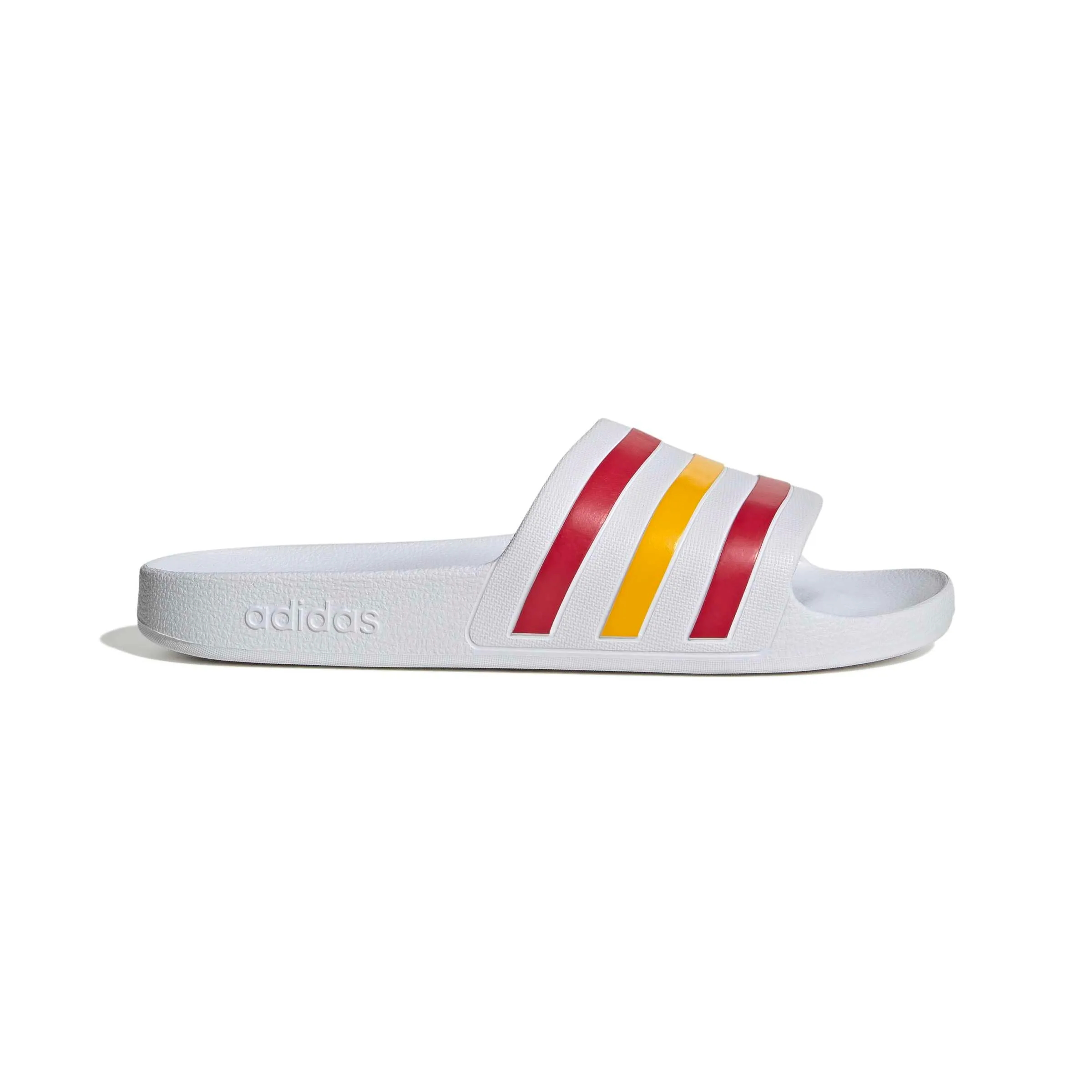 adidas Unisex Adilette Aqua Slides Ftwr White/Team Power Red 2/Crew Yellow 9 UK 43 EU - immagine 2