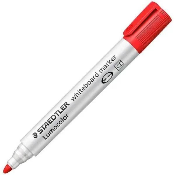 Staedtler Lumocolor 351 Pennarello per Lavagna - Punta Rotonda - Linea 2mm - Cappuccio con Clip - Colore Rosso - immagine 1
