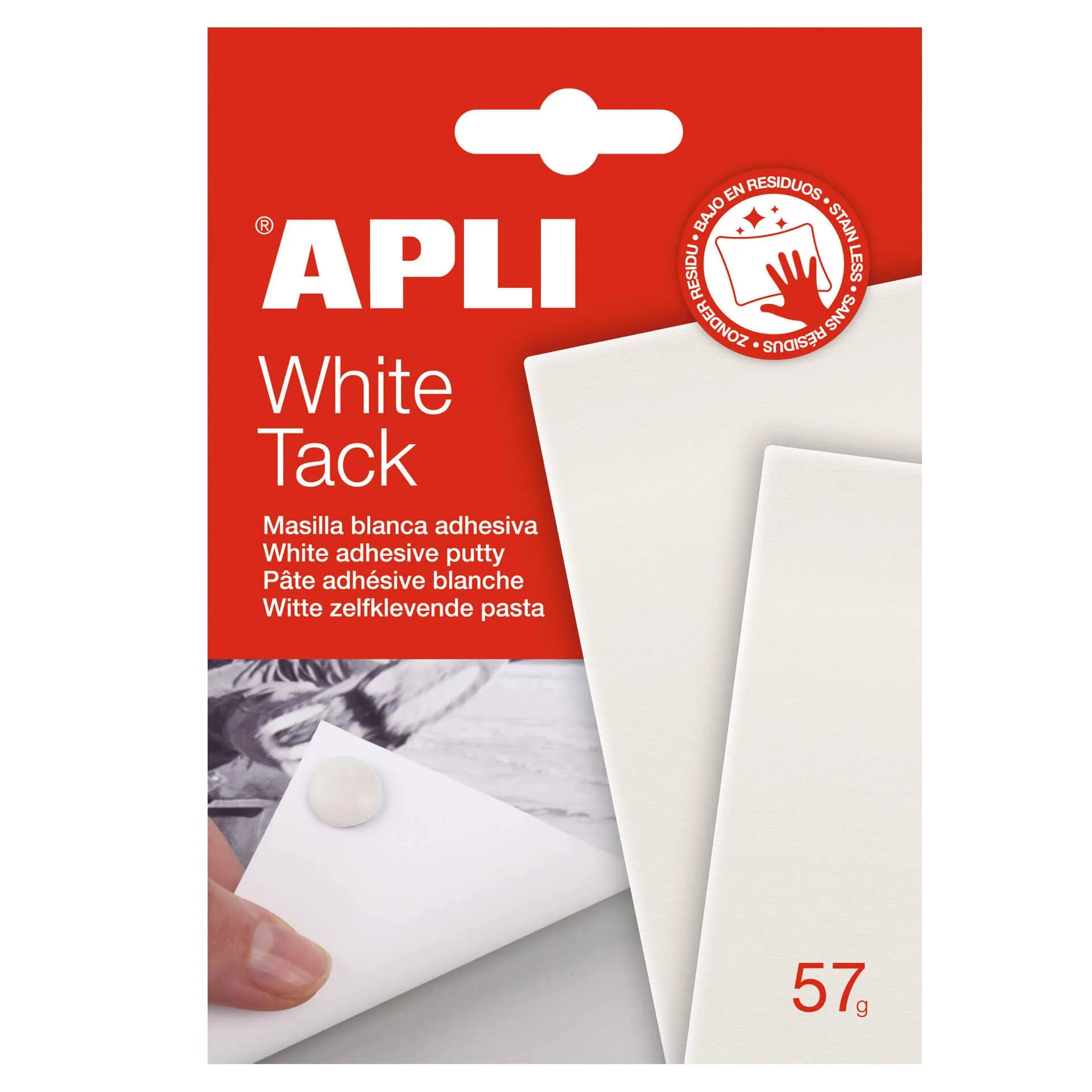 Apli Tack White Putty 57g - Adesivo riutilizzabile - Non lascia residui - Facile da modellare - Bianco - immagine 1