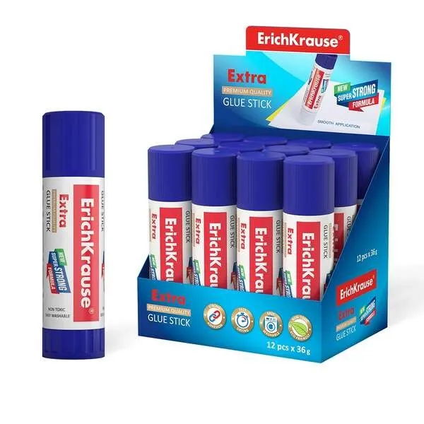 Erichkrause Extra Glue Stick 36gr - Formula super forte - Consumo economico - Adesione rapida e affidabile - Facile da lavare con acqua - Non tossico - Colore bianco - immagine 1