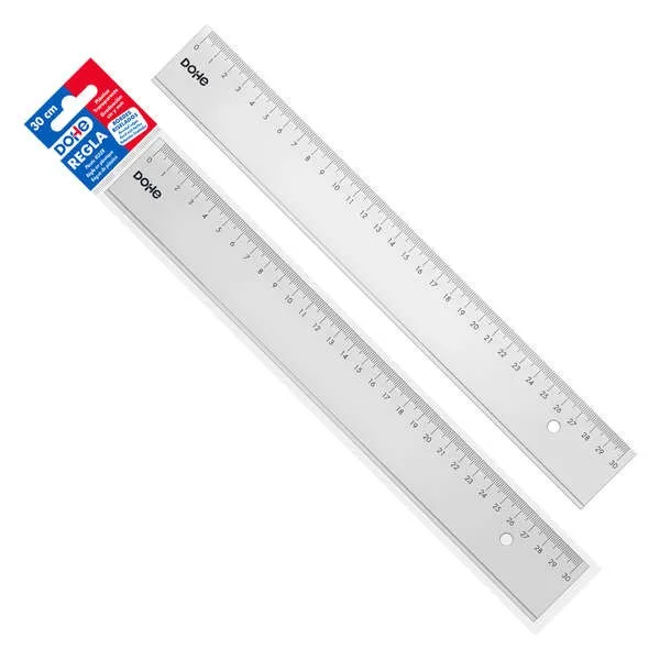 Righello Dohe da 30 cm - Plastica iniettata trasparente come cristallo - Bordi smussati e bordati - in borsa singola - immagine 1